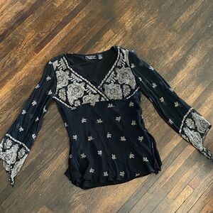 Silk NY&CO Black V-Neck Women's Top